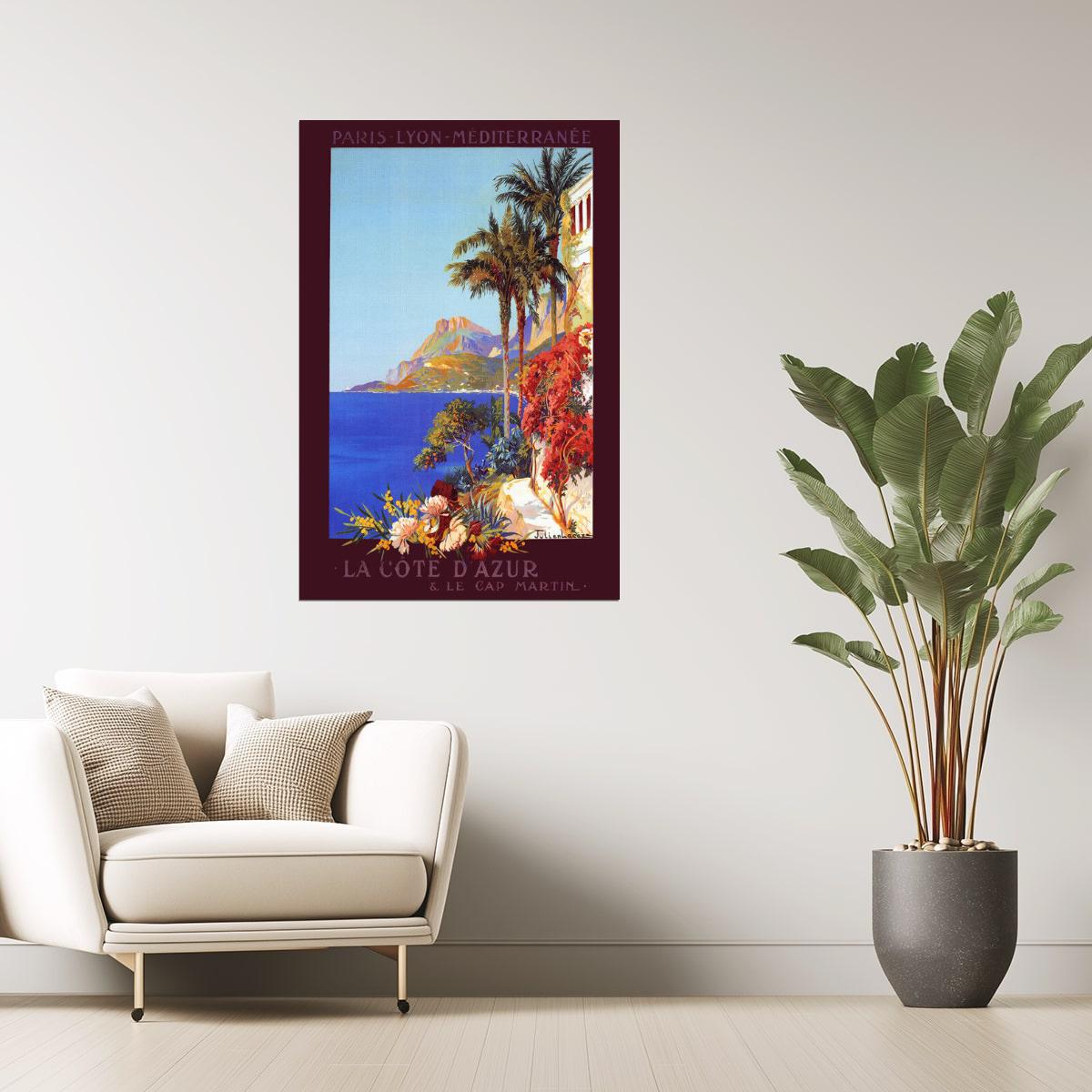 Côte d’Azur Cap Martin | Vintage French Mediterranean Travel Poster