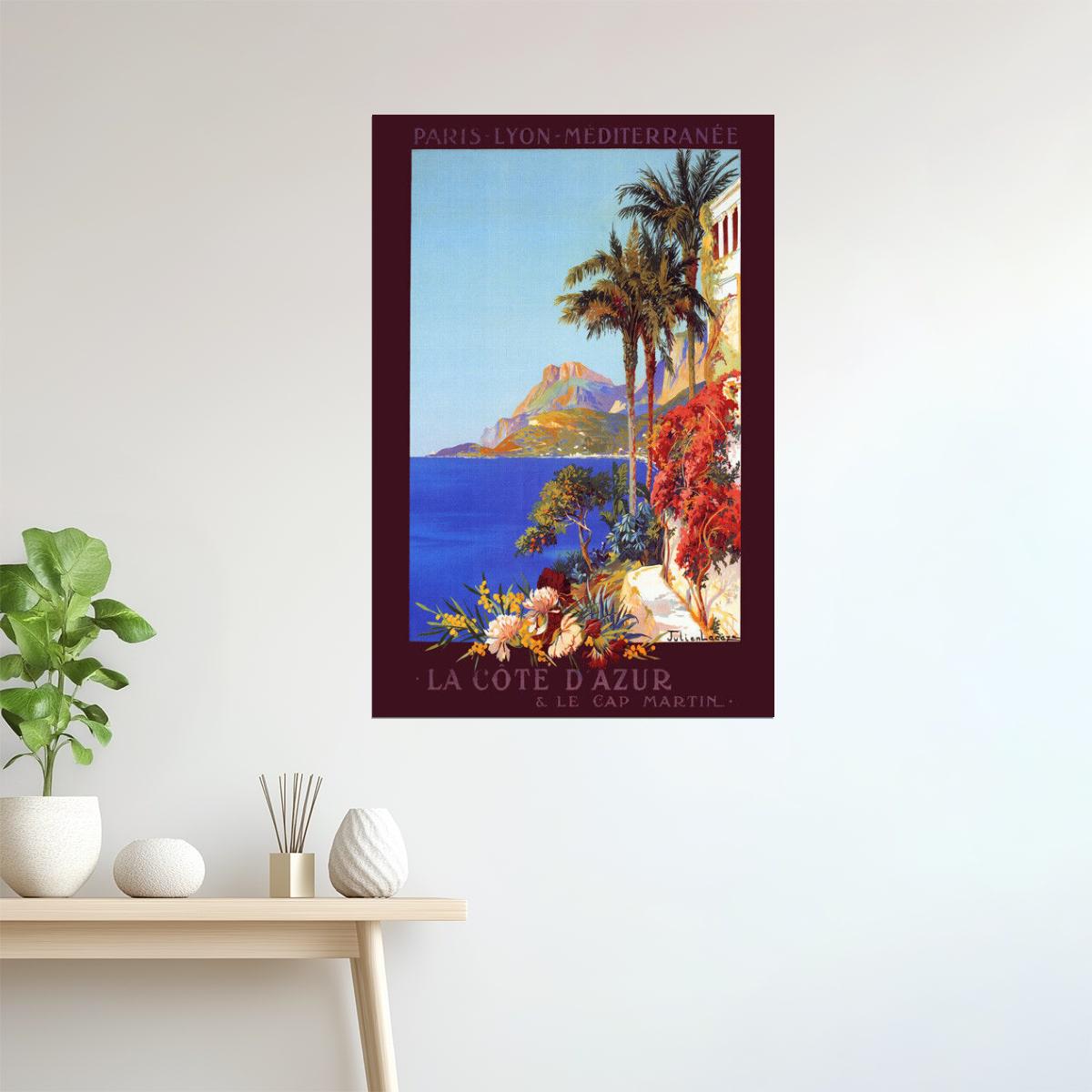 Côte d’Azur Cap Martin | Vintage French Mediterranean Travel Poster
