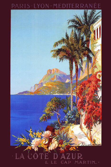 Côte d’Azur Cap Martin | Vintage French Mediterranean Travel Poster