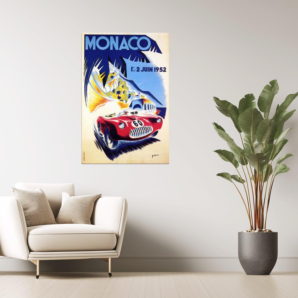 Monaco Grand Prix 1952 | Vintage Monte Carlo Racing Car Event Poster