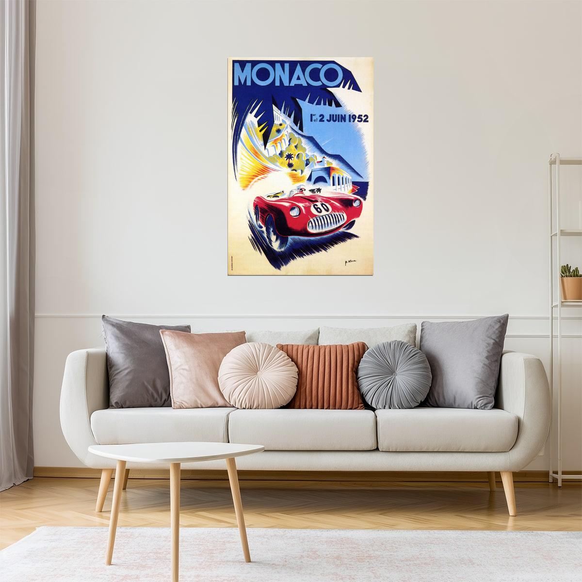 Monaco Grand Prix 1952 | Vintage Monte Carlo Racing Car Event Poster