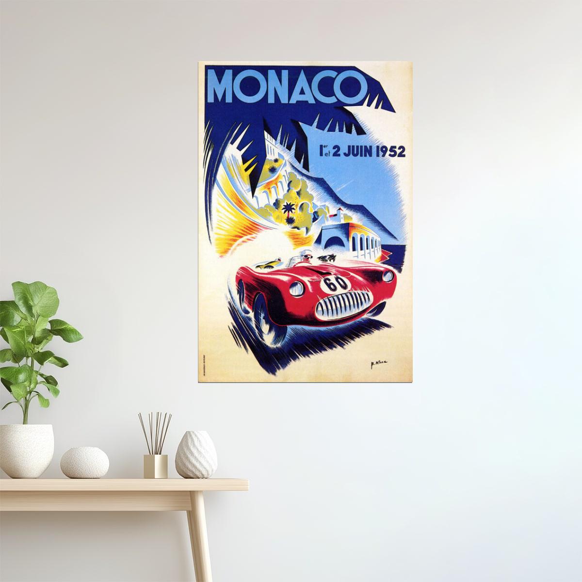 Monaco Grand Prix 1952 | Vintage Monte Carlo Racing Car Event Poster