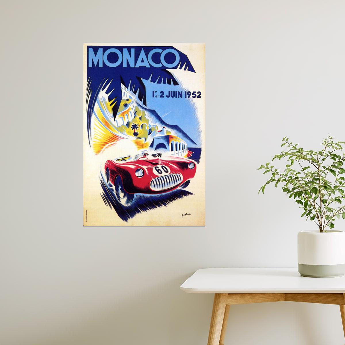 Monaco Grand Prix 1952 | Vintage Monte Carlo Racing Car Event Poster