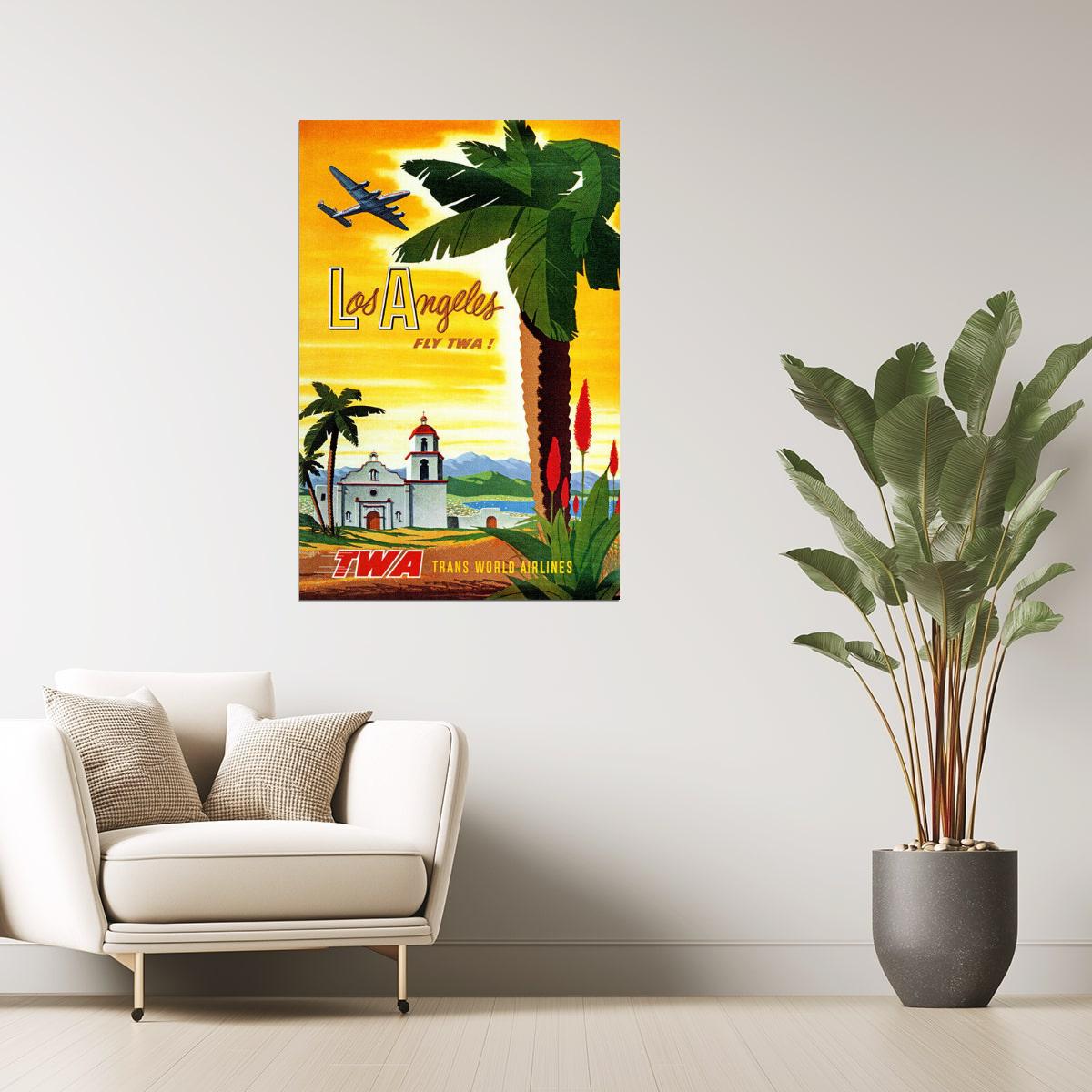 Los Angeles TWA | Vintage California Airline Travel Poster
