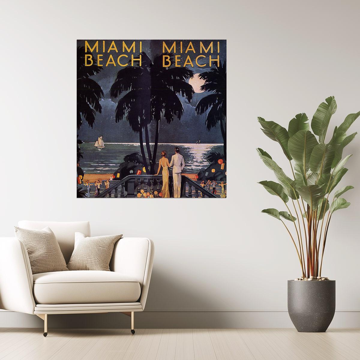 Miami Beach | Vintage Florida Nightlife and Seaside Party Poster