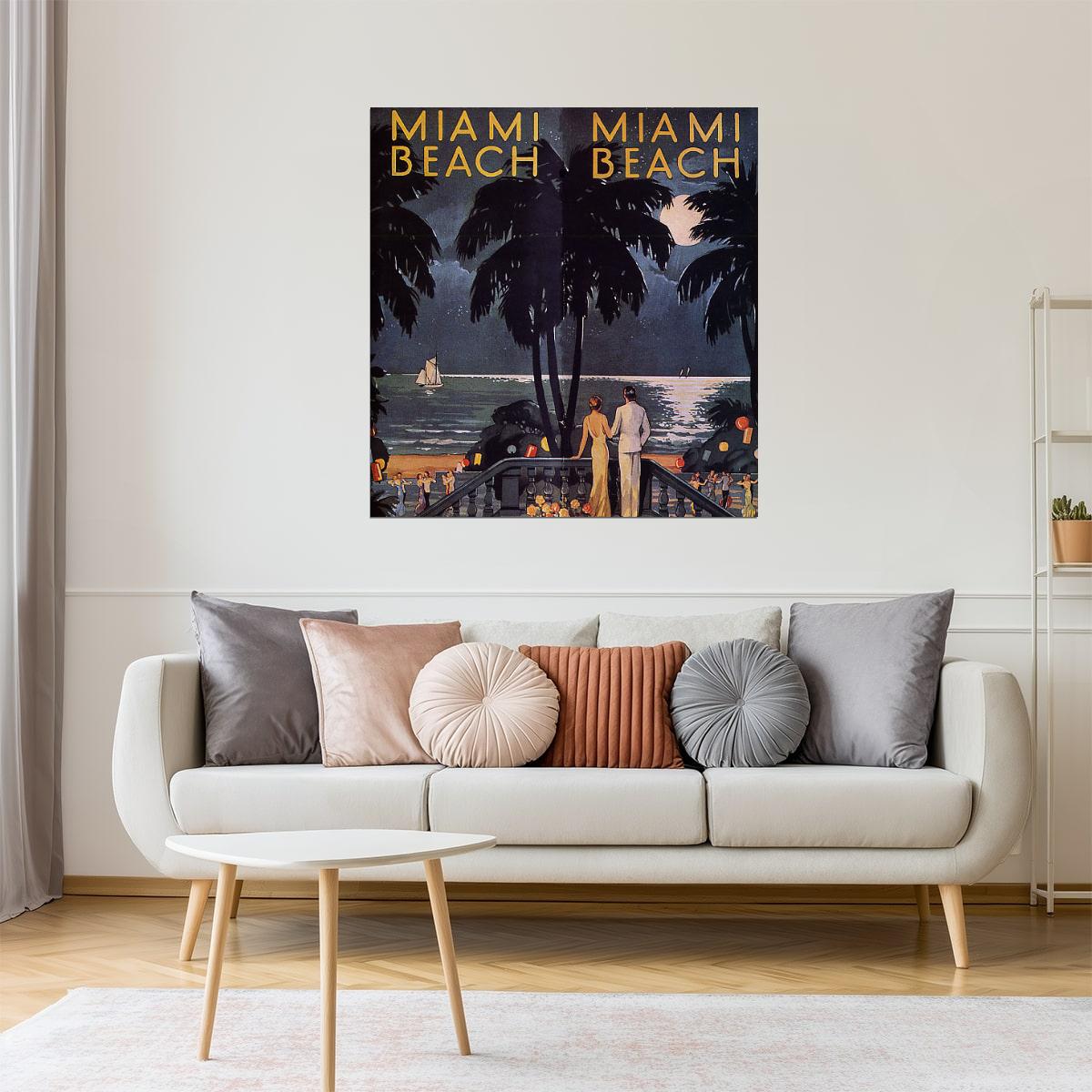 Miami Beach | Vintage Florida Nightlife and Seaside Party Poster