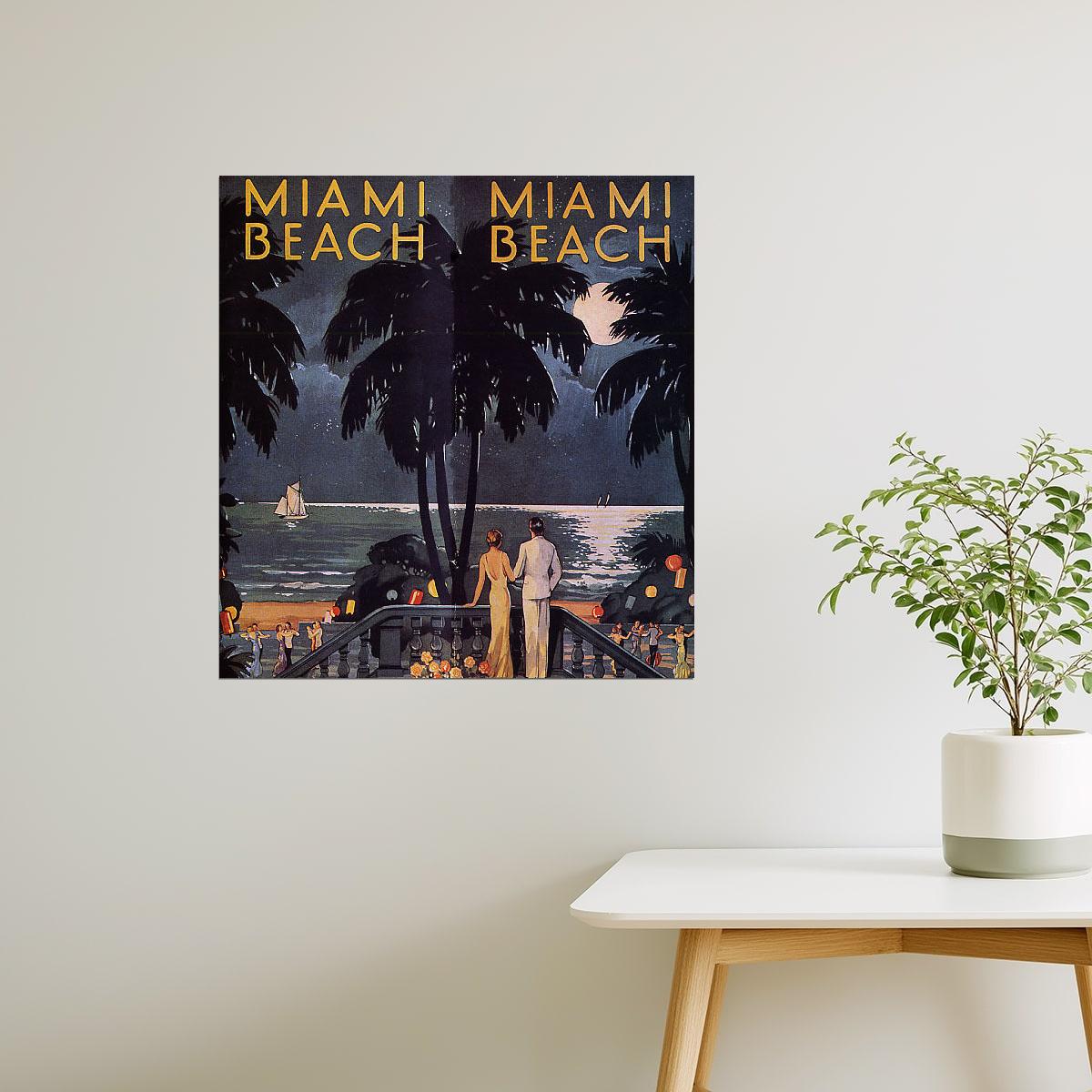 Miami Beach | Vintage Florida Nightlife and Seaside Party Poster