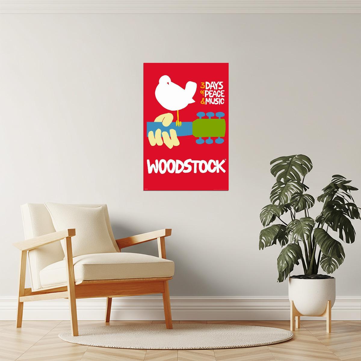 Woodstock 1969 Poster | Vintage Concert Print | Psychedelic Rock Wall Art