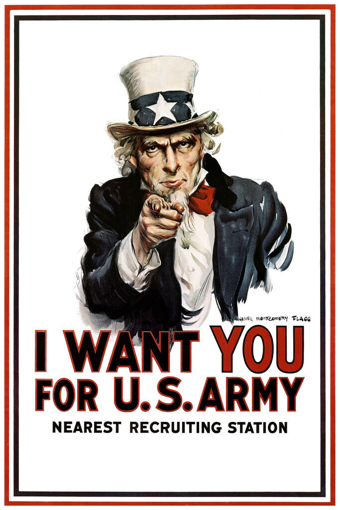 Uncle Sam "I Want You" | Vintage Propaganda Poster | WPA Army Recruiting Art