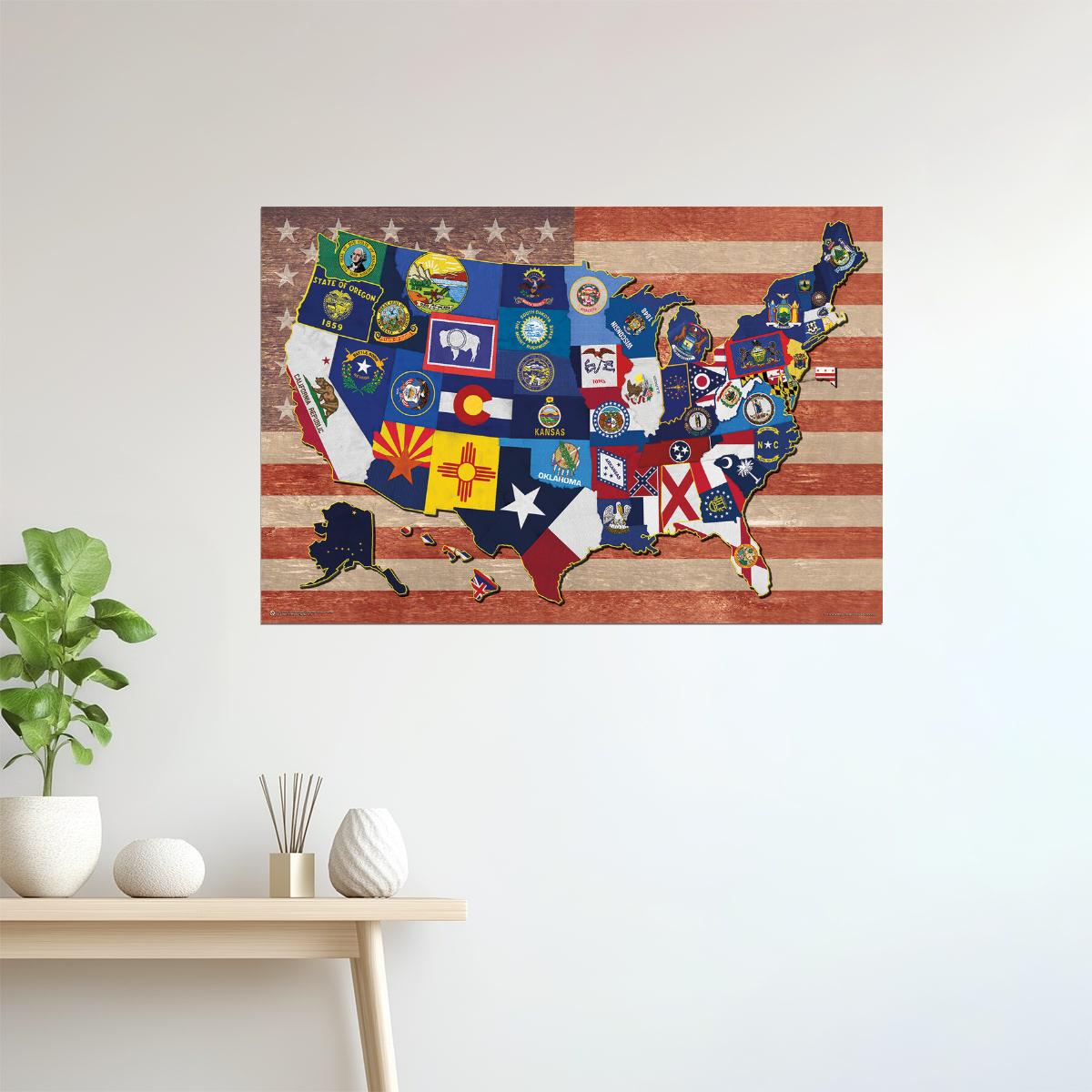 State Flag Map | United States Map with All 50 State Flags Poster