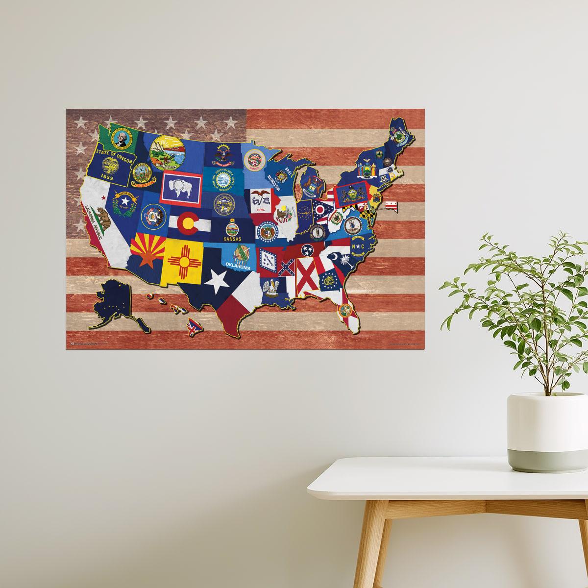 State Flag Map | United States Map with All 50 State Flags Poster