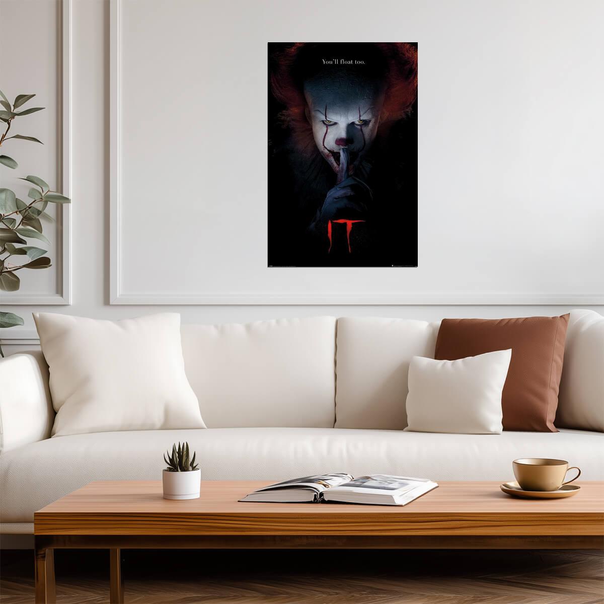 It | Pennywise "You'll Float Too" Quote | Stephen King Horror Movie Poster - Movies & TV Poster