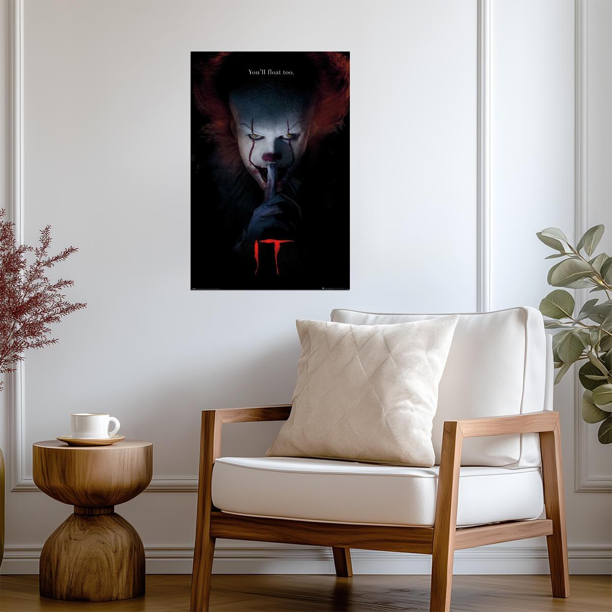 It | Pennywise "You'll Float Too" Quote | Stephen King Horror Movie Poster - Movies & TV Poster