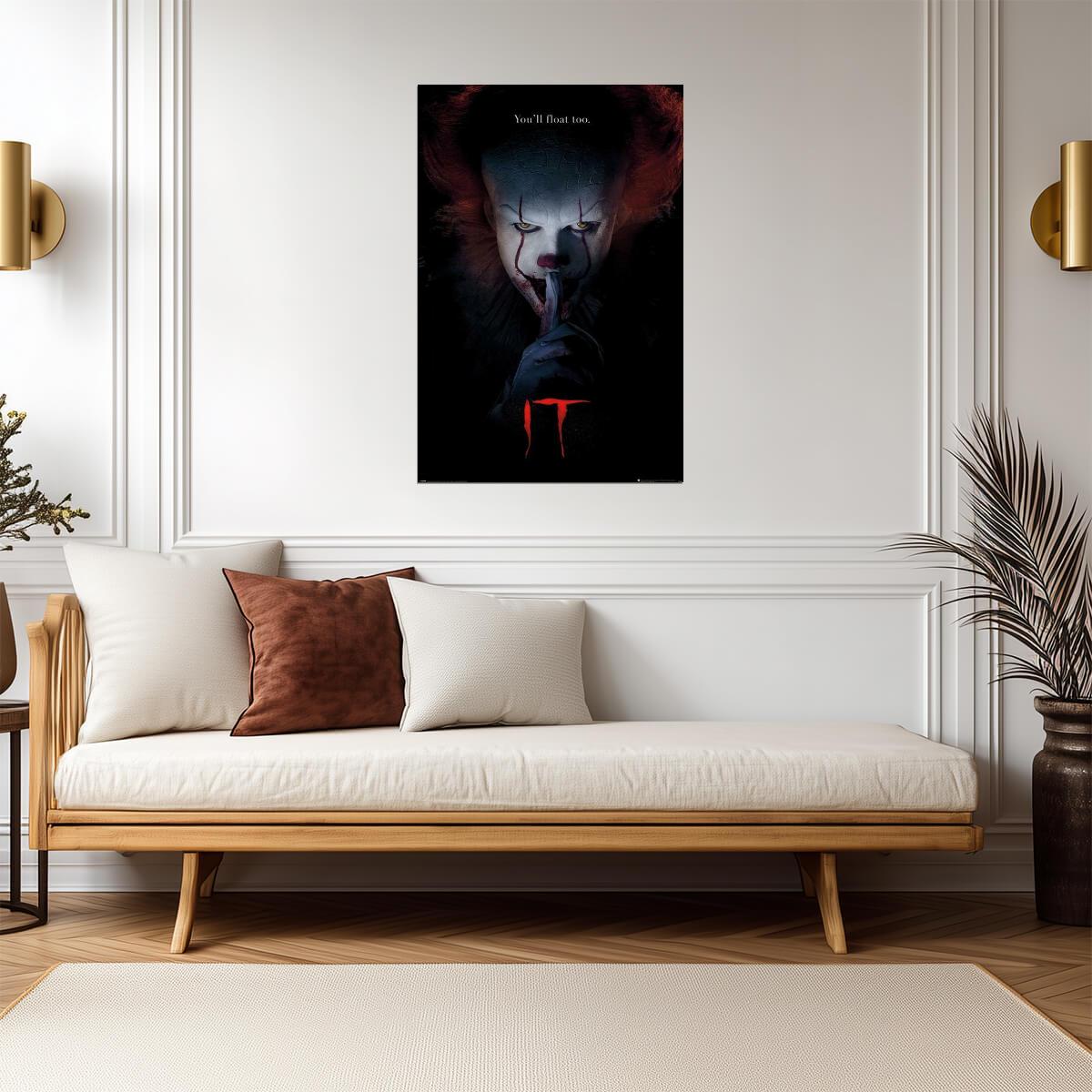It | Pennywise "You'll Float Too" Quote | Stephen King Horror Movie Poster - Movies & TV Poster