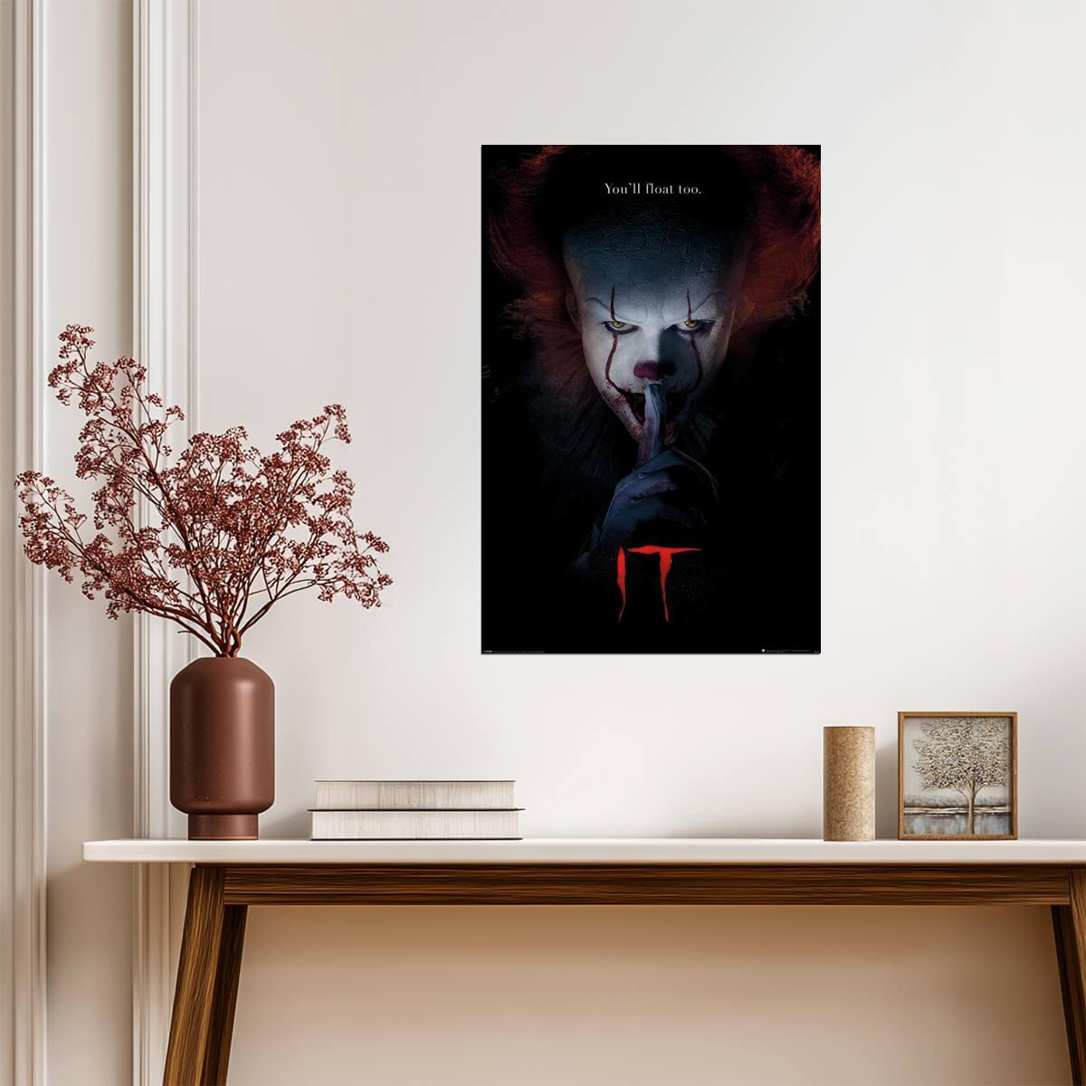 It | Pennywise "You'll Float Too" Quote | Stephen King Horror Movie Poster - Movies & TV Poster