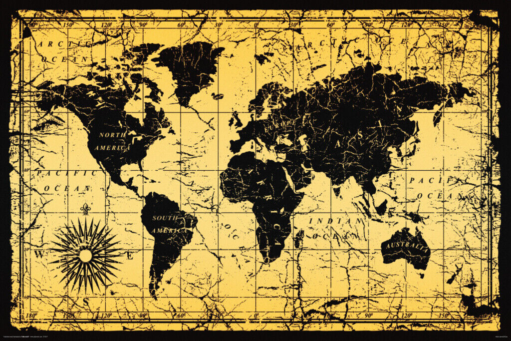 World Map | Antique Style Vintage World Map Poster