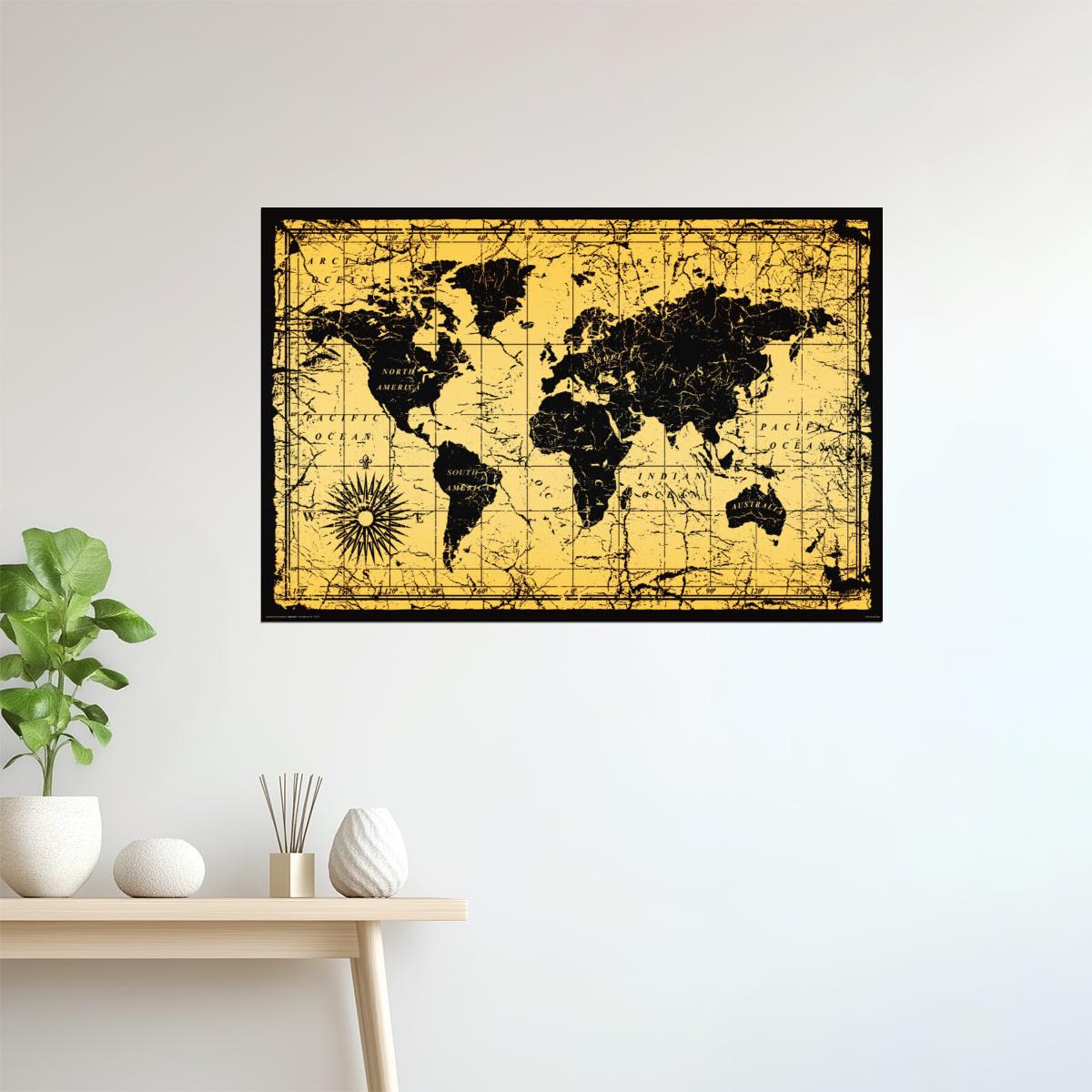 World Map | Antique Style Vintage World Map Poster