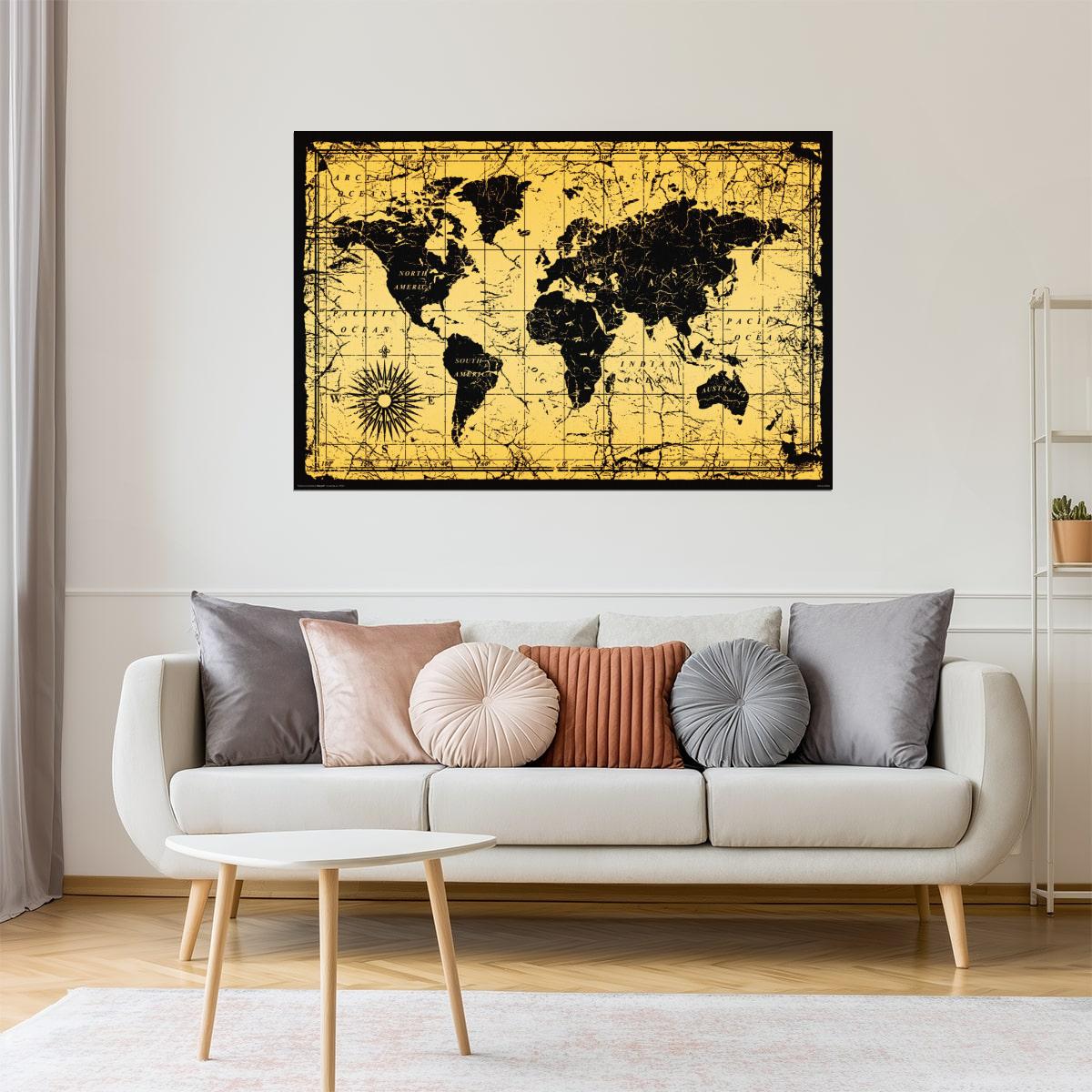 World Map | Antique Style Vintage World Map Poster