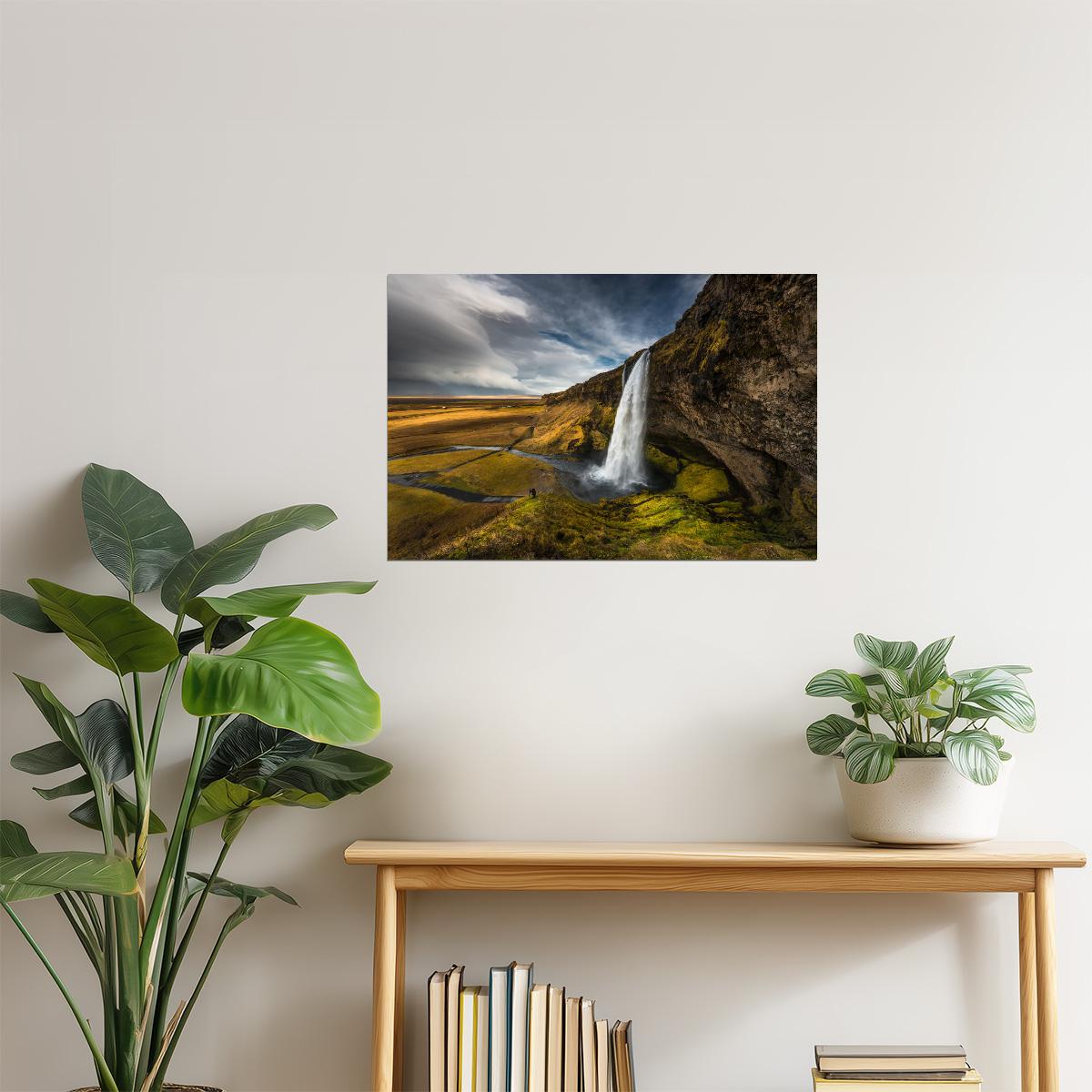 Seljalandsfoss Waterfall Poster | Iceland Landscape Photography | Nature Wall Art