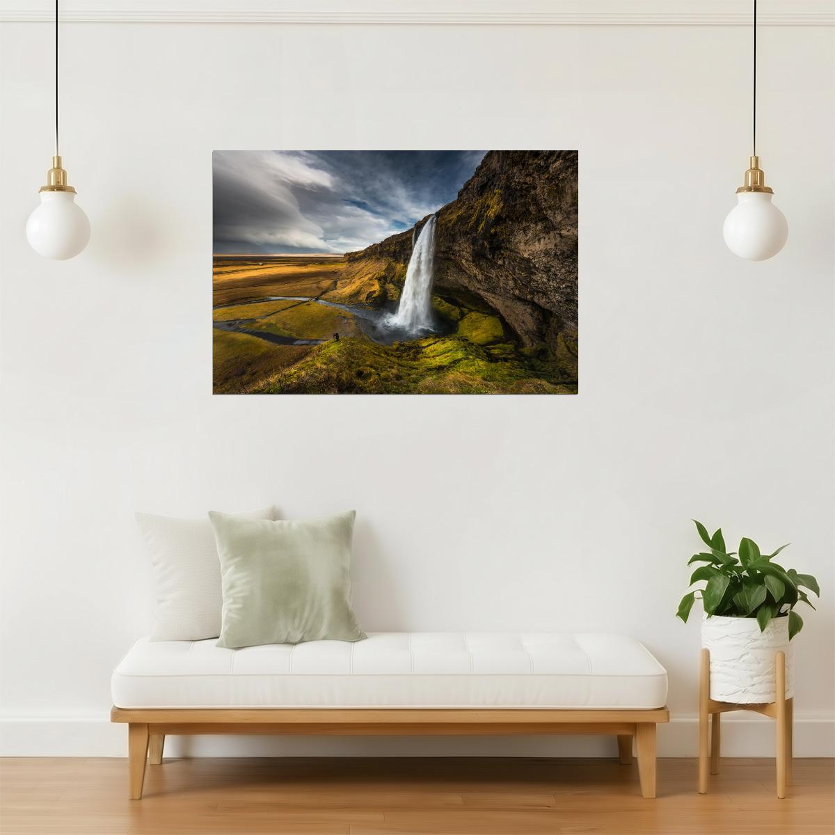 Seljalandsfoss Waterfall Poster | Iceland Landscape Photography | Nature Wall Art