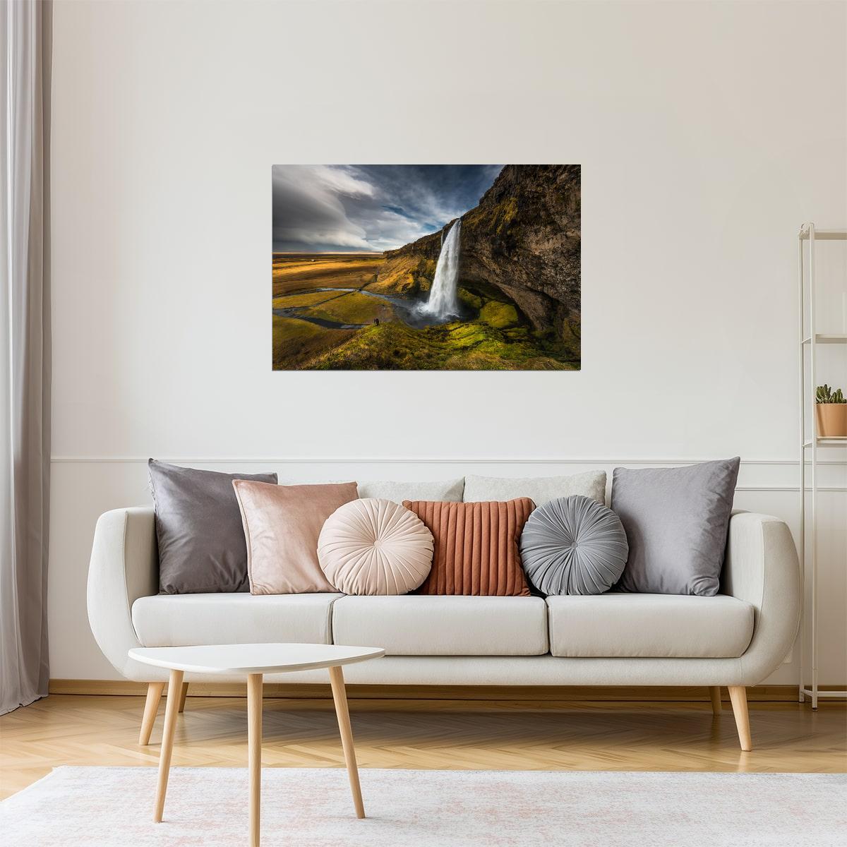 Seljalandsfoss Waterfall Poster | Iceland Landscape Photography | Nature Wall Art