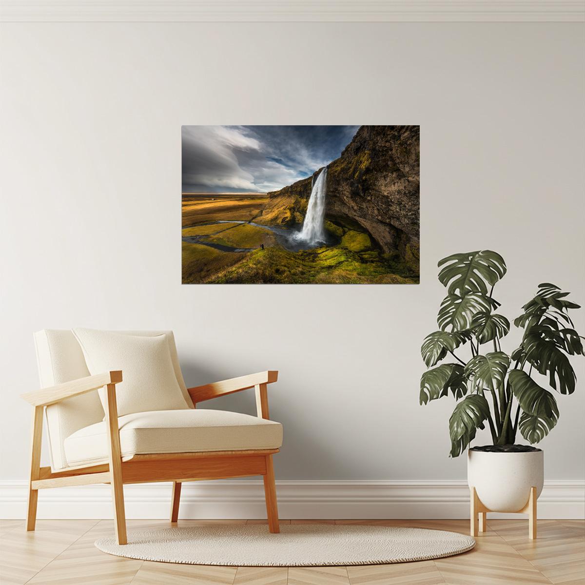 Seljalandsfoss Waterfall Poster | Iceland Landscape Photography | Nature Wall Art