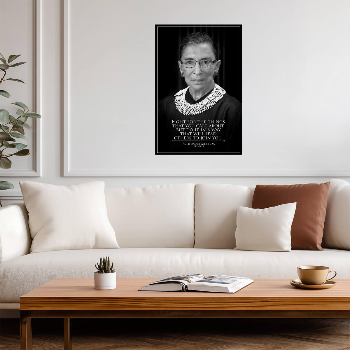 Ruth Bader Ginsburg Fight For The Things You Care About | RBG Quote Poster | Feminist Icon Wall Art - Type & Quotes Poster