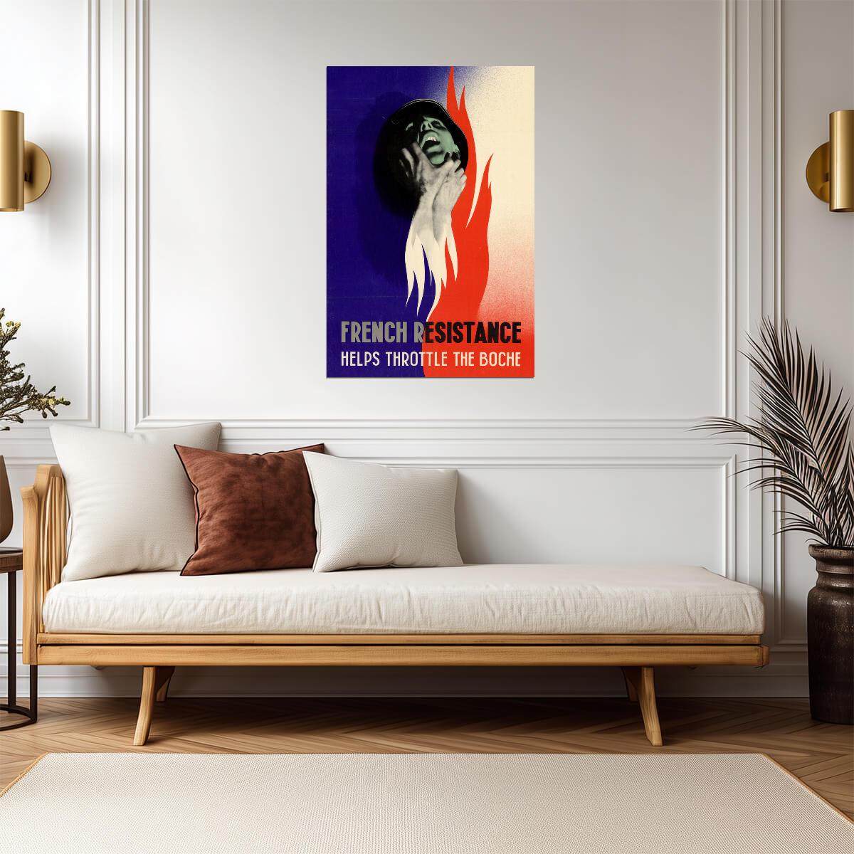 "French Resistance Helps Throttle The Boche" | WWII Propaganda Poster | Vintage War Art - Vintage & Retro Poster