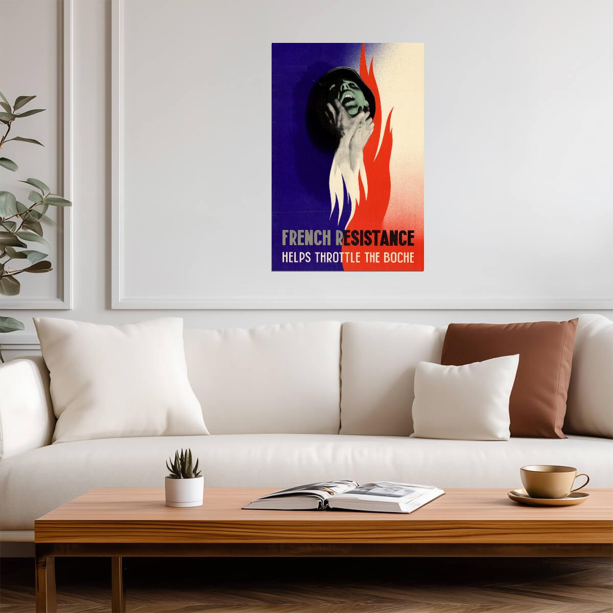 "French Resistance Helps Throttle The Boche" | WWII Propaganda Poster | Vintage War Art - Vintage & Retro Poster