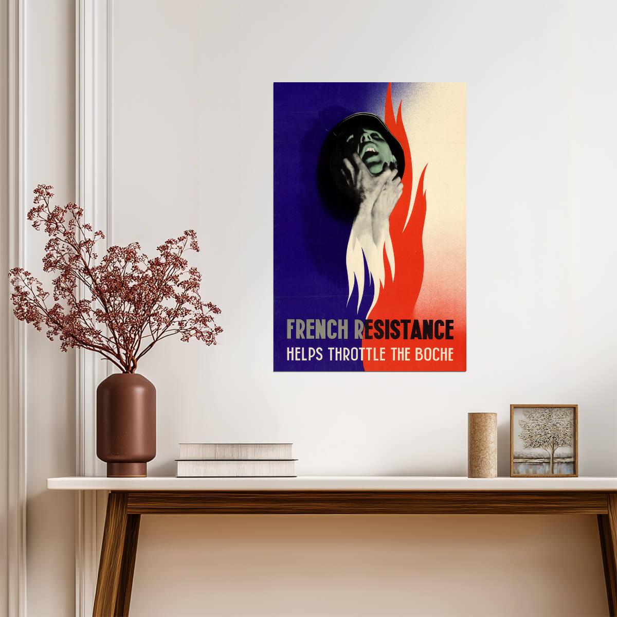 "French Resistance Helps Throttle The Boche" | WWII Propaganda Poster | Vintage War Art - Vintage & Retro Poster
