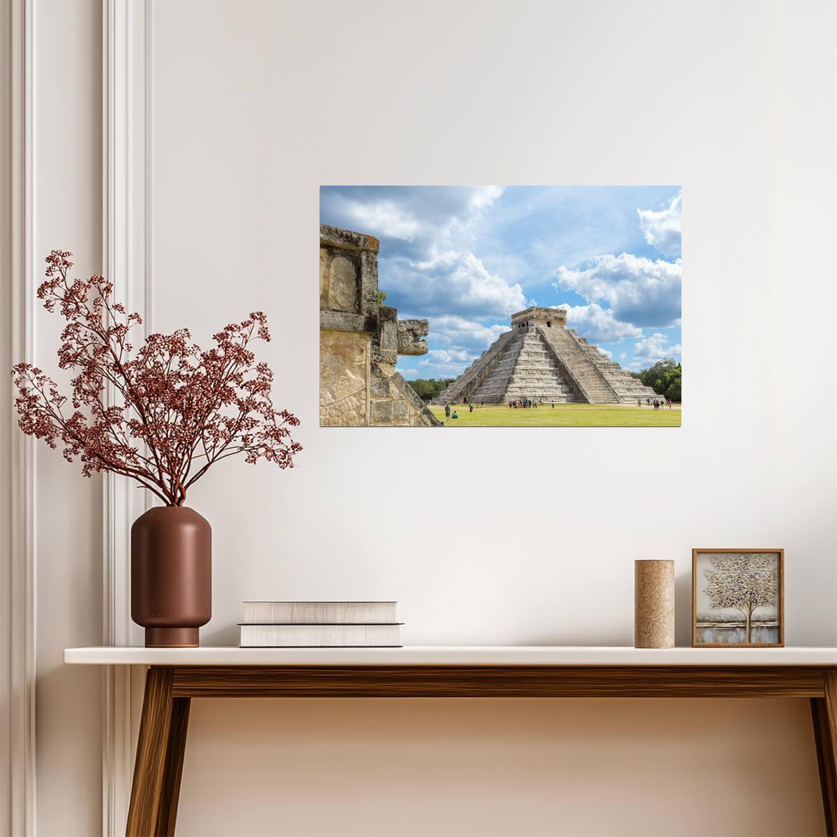 El Castillo Mayan Temple at Chichen Itza | Mexico Architecture Photography | Historical Landmark Poster - Photography Poster