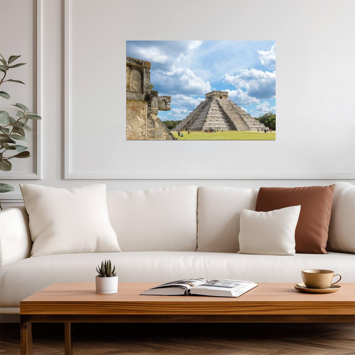 El Castillo Mayan Temple at Chichen Itza | Mexico Architecture Photography | Historical Landmark Poster - Photography Poster