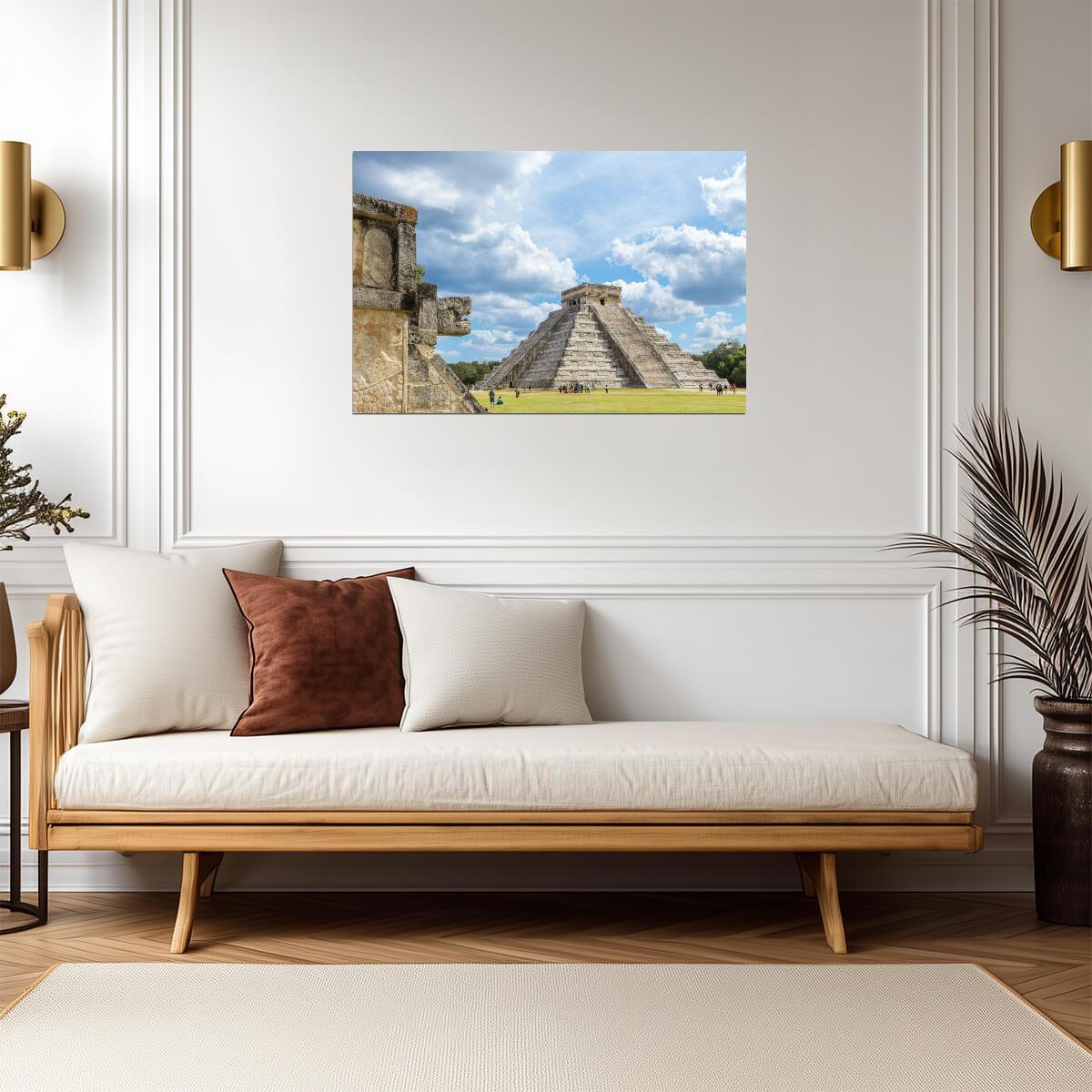 El Castillo Mayan Temple at Chichen Itza | Mexico Architecture Photography | Historical Landmark Poster - Photography Poster