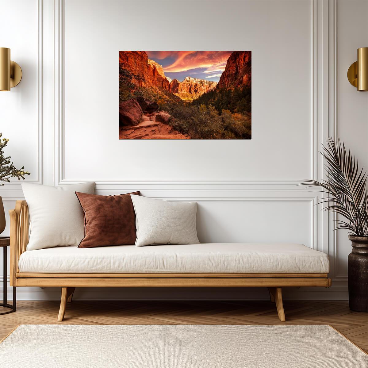 Zion Valley National Park View | Navajo Sandstone Landscape | Utah Photography Poster - Photography Poster