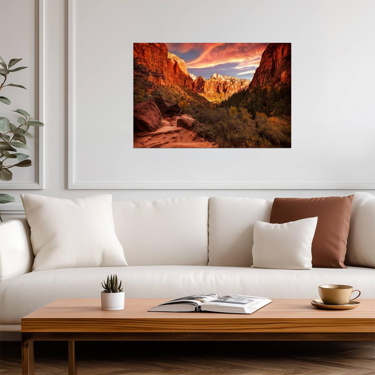 Zion Valley National Park View | Navajo Sandstone Landscape | Utah Photography Poster - Photography Poster