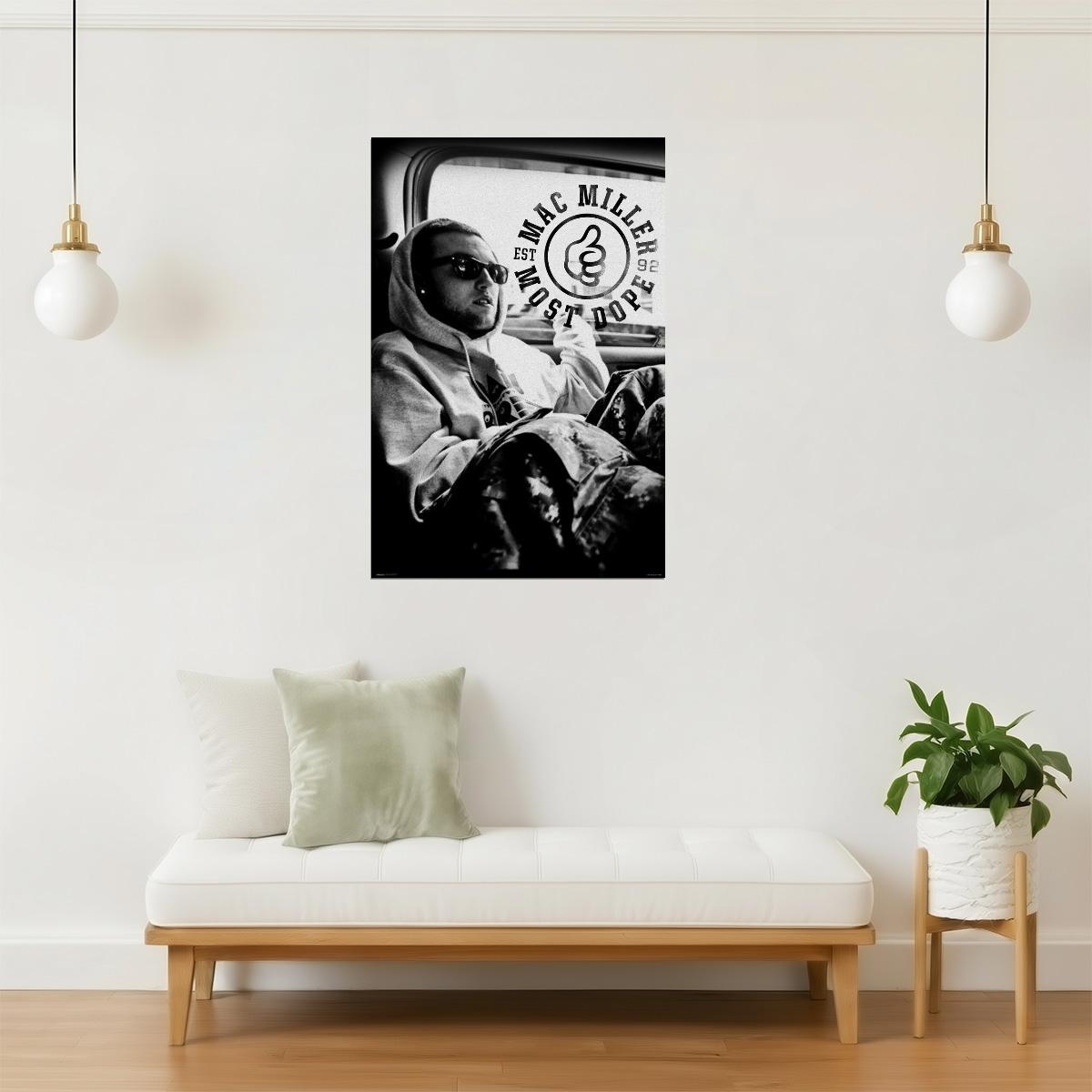 Mac Miller Poster | Hip Hop Wall Art | Black and White Music Print