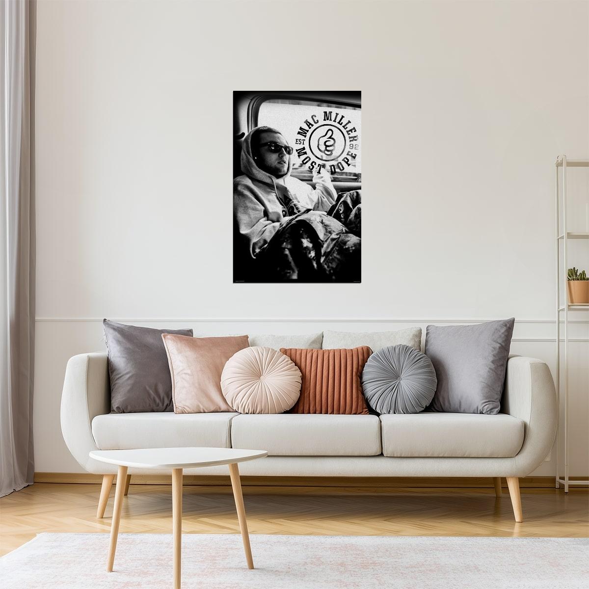 Mac Miller Poster | Hip Hop Wall Art | Black and White Music Print