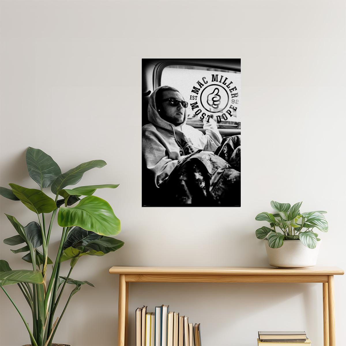 Mac Miller Poster | Hip Hop Wall Art | Black and White Music Print