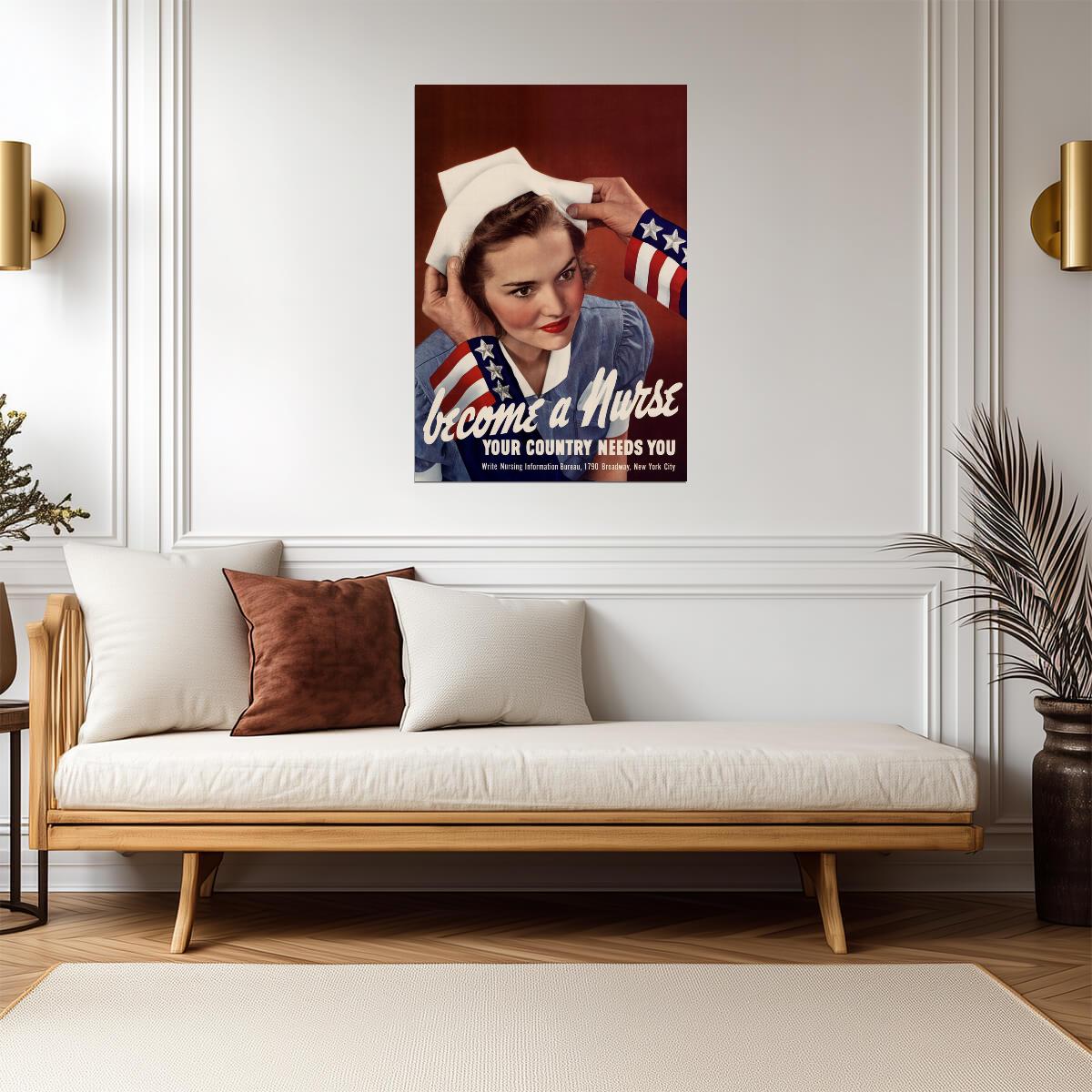 "Become A Nurse Your Country Needs You" | WWII Recruitment Poster | Vintage Propaganda Art - Vintage & Retro Poster