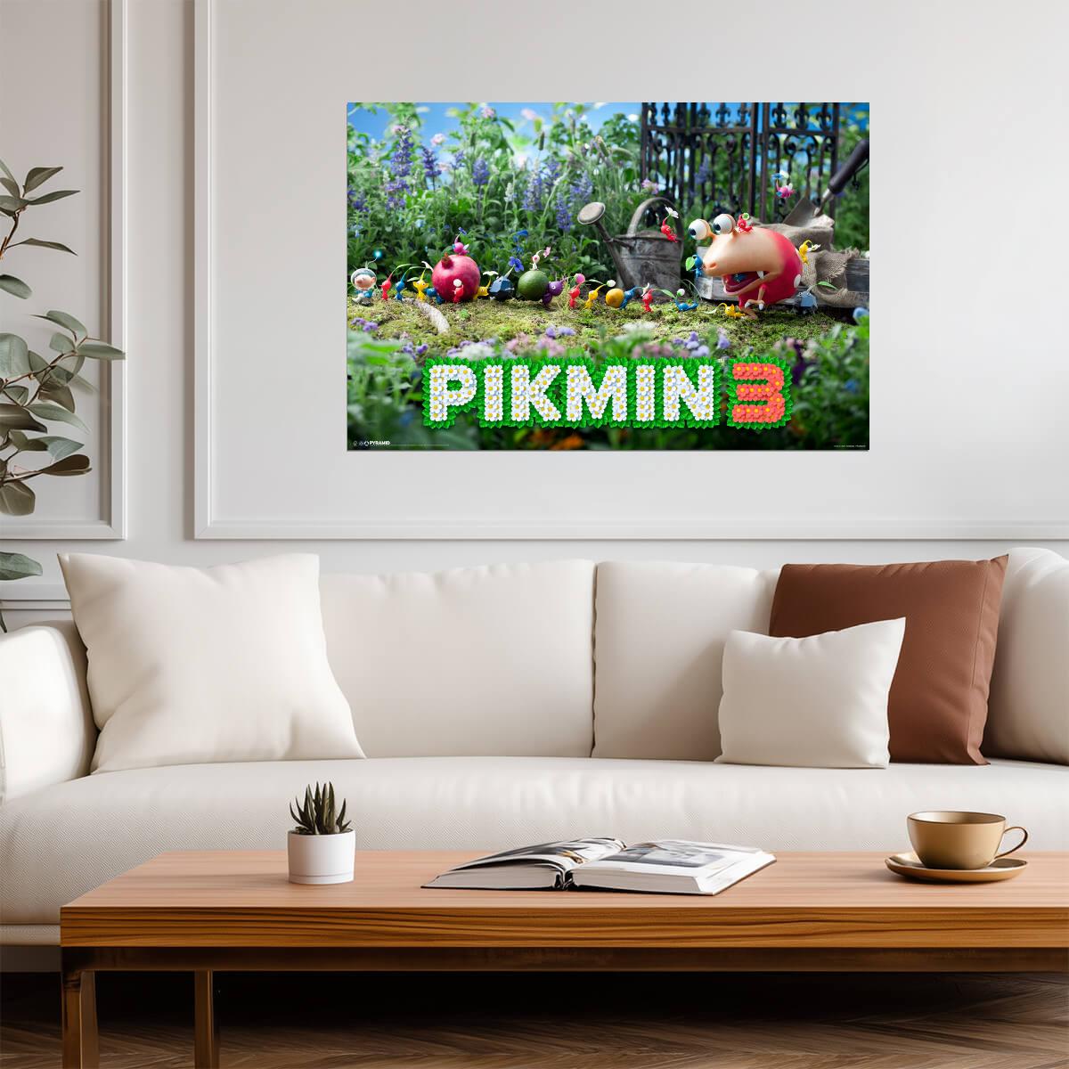 Pikmin 3 | Vibrant Video Game Poster | Strategy Game Wall Art