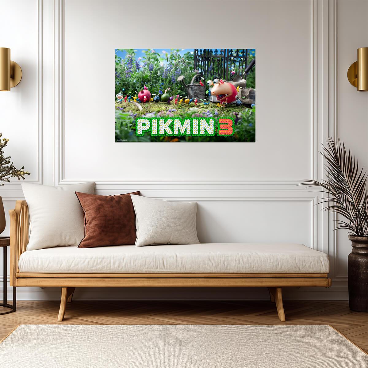 Pikmin 3 | Vibrant Video Game Poster | Strategy Game Wall Art