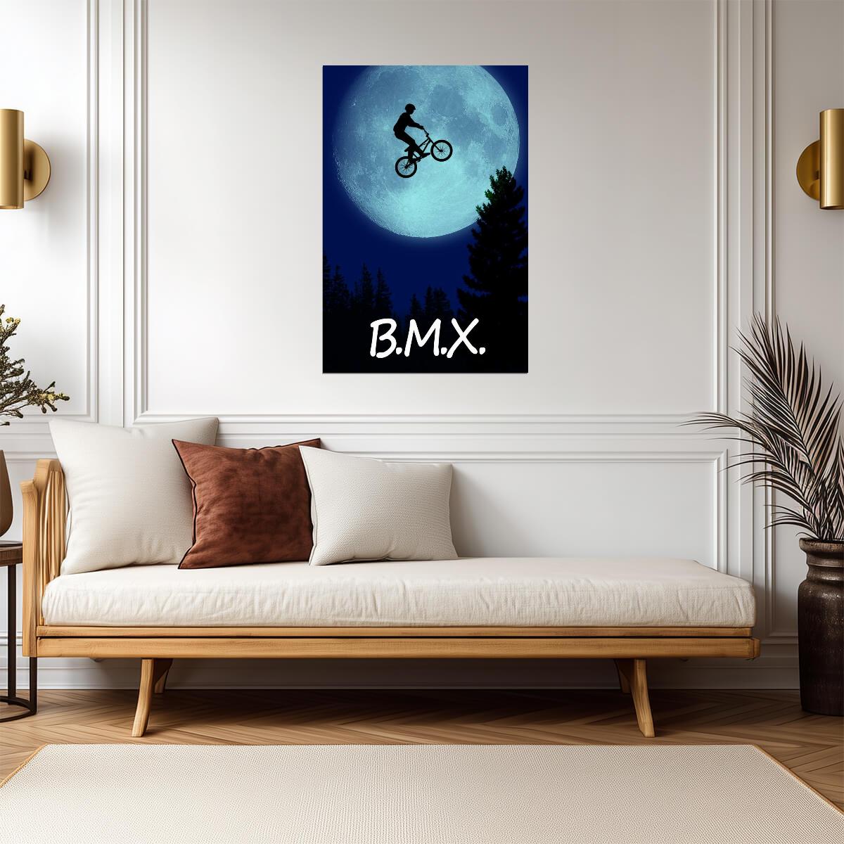 BMX The Extra-Terrestrial | E.T. Movie Poster Parody | Funny Sci-Fi Art - Graphic & Art Poster