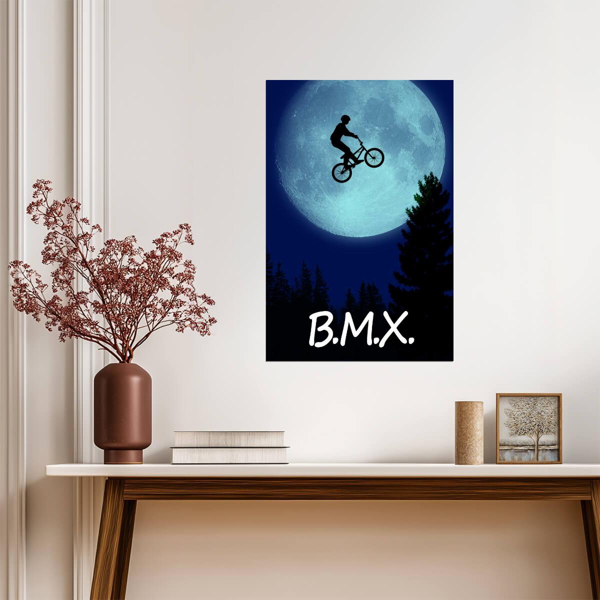 BMX The Extra-Terrestrial | E.T. Movie Poster Parody | Funny Sci-Fi Art - Graphic & Art Poster
