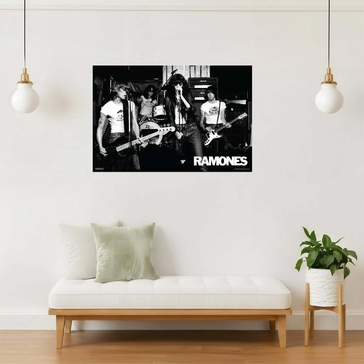 Ramones Live Concert Poster | Punk Rock Wall Art | Black and White Band Photo