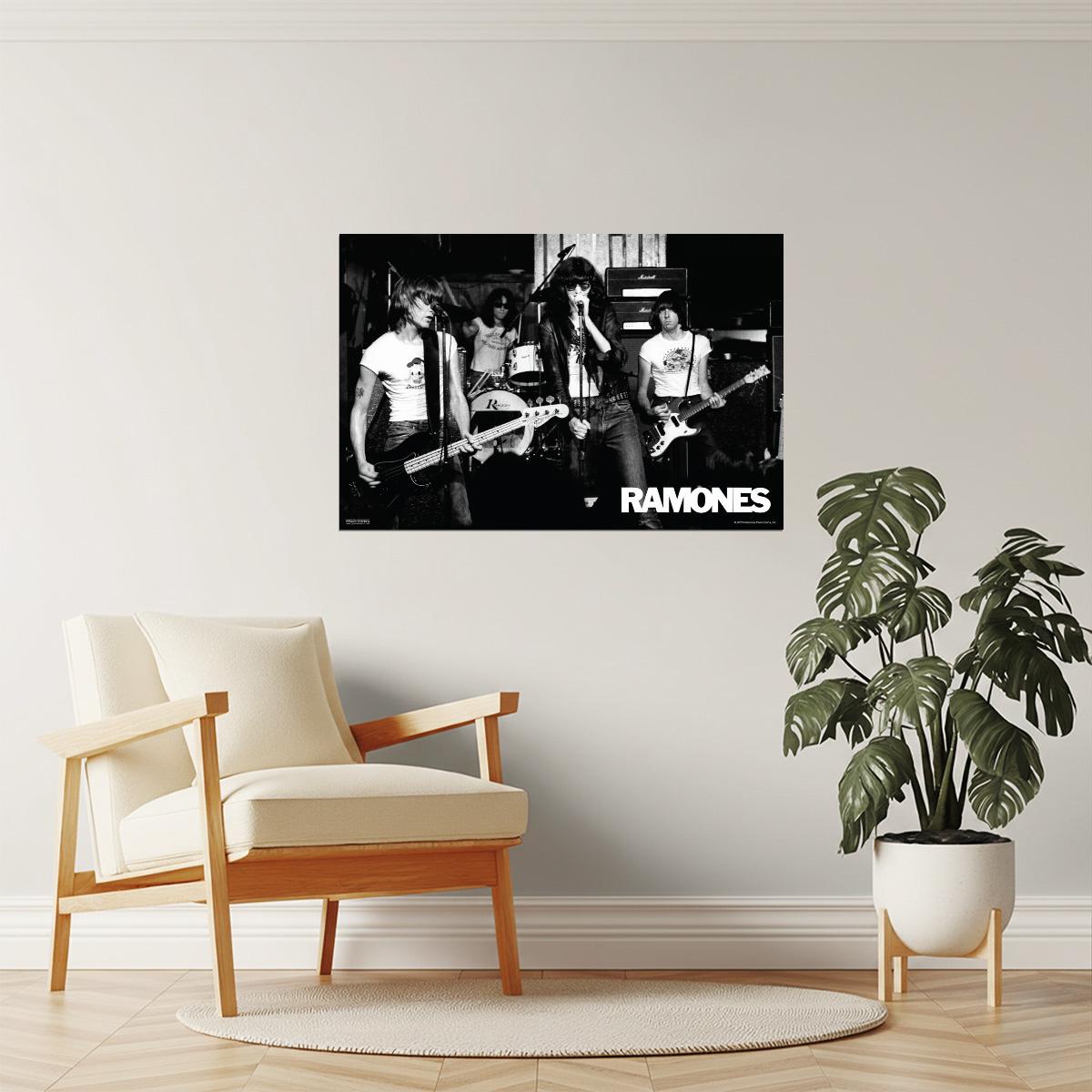 Ramones Live Concert Poster | Punk Rock Wall Art | Black and White Band Photo