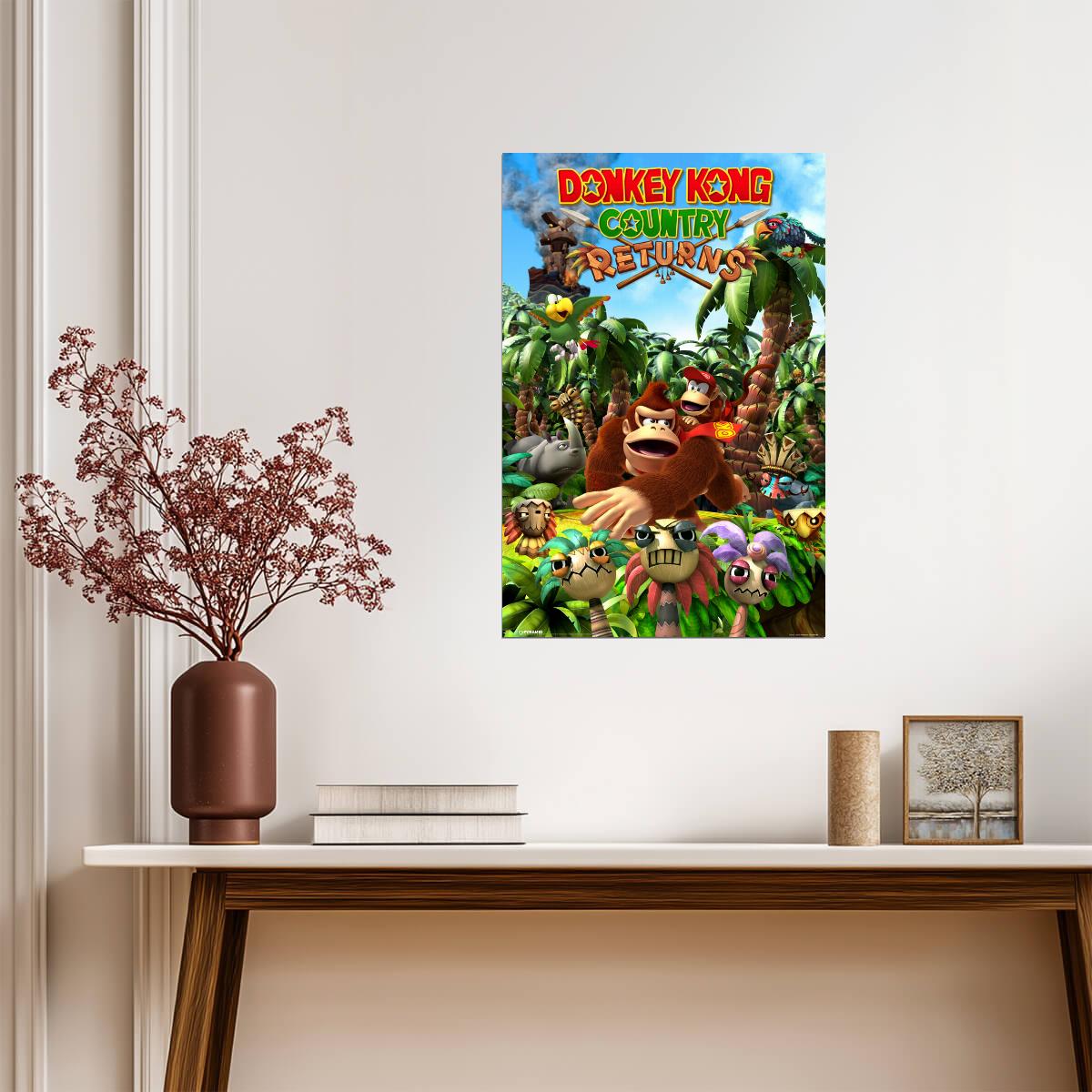 Donkey Kong Country Returns | Nintendo Game Poster | Platformer Wall Art