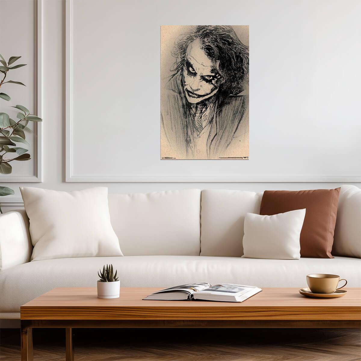 The Dark Knight | The Joker Sketch Art | Heath Ledger Villain Poster - Movies & TV Poster