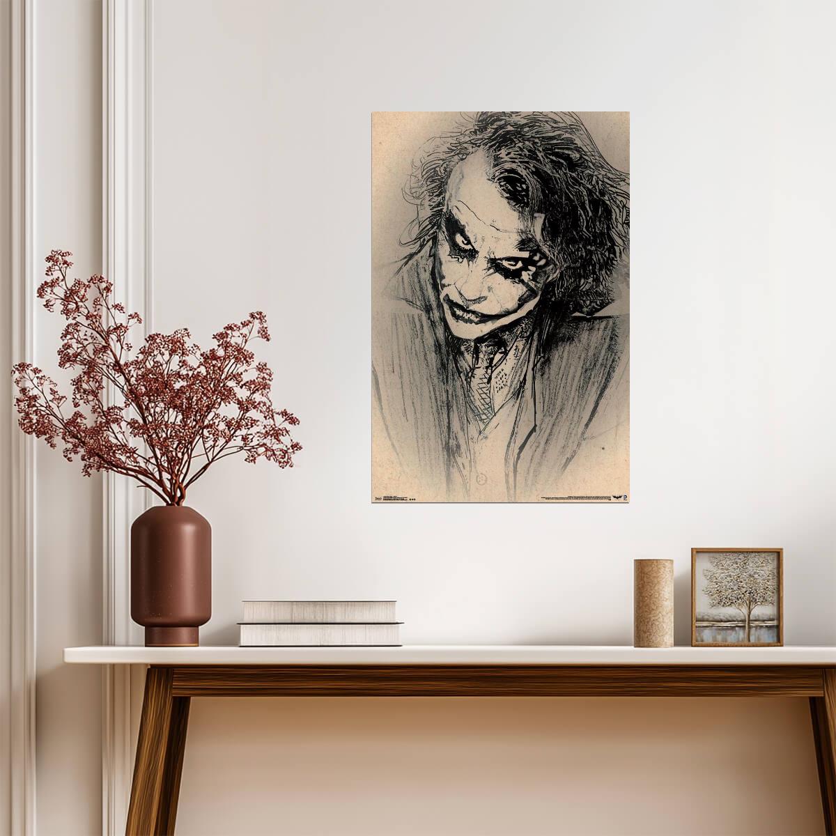 The Dark Knight | The Joker Sketch Art | Heath Ledger Villain Poster - Movies & TV Poster