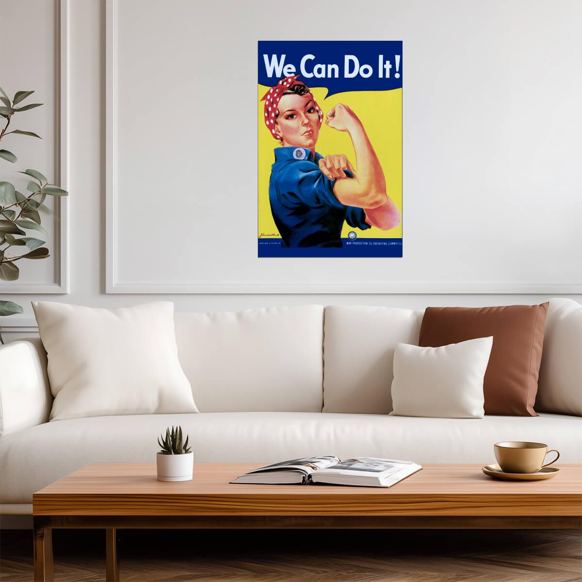 "We Can Do It!" | Rosie the Riveter Poster | WWII Feminist Propaganda Art - Vintage & Retro Poster