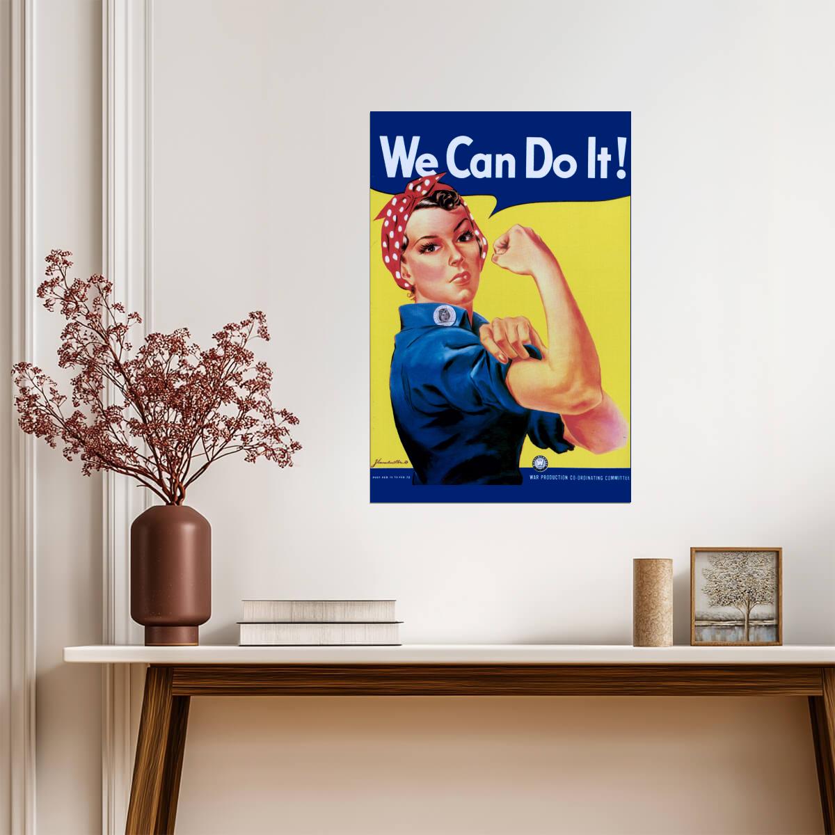 "We Can Do It!" | Rosie the Riveter Poster | WWII Feminist Propaganda Art - Vintage & Retro Poster